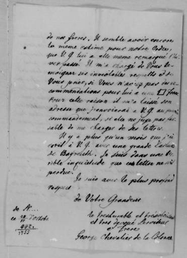 GPIO GLLR : Lettre de Ernst-Johann-Georg Schmid à Carl Gotthelf, Freiherr von Hund und Alten-Grotkau du 17 octobre 1755
